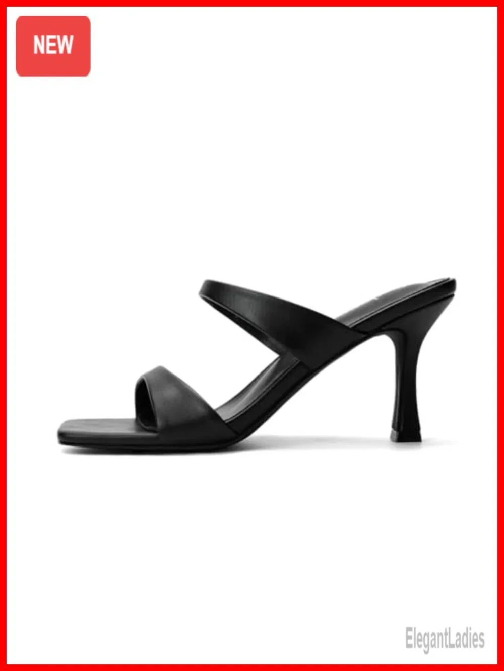 Kitten Heel Strappy Sandals with Square Toe and Slip On Design